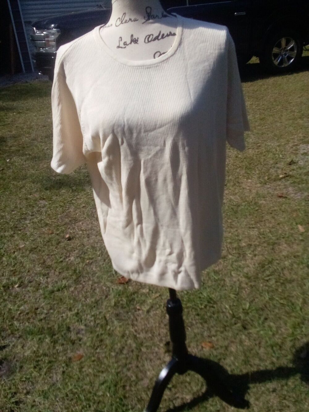 Women's ORVIS Ivory Short Sleeve Silk Sweater Top Size L
